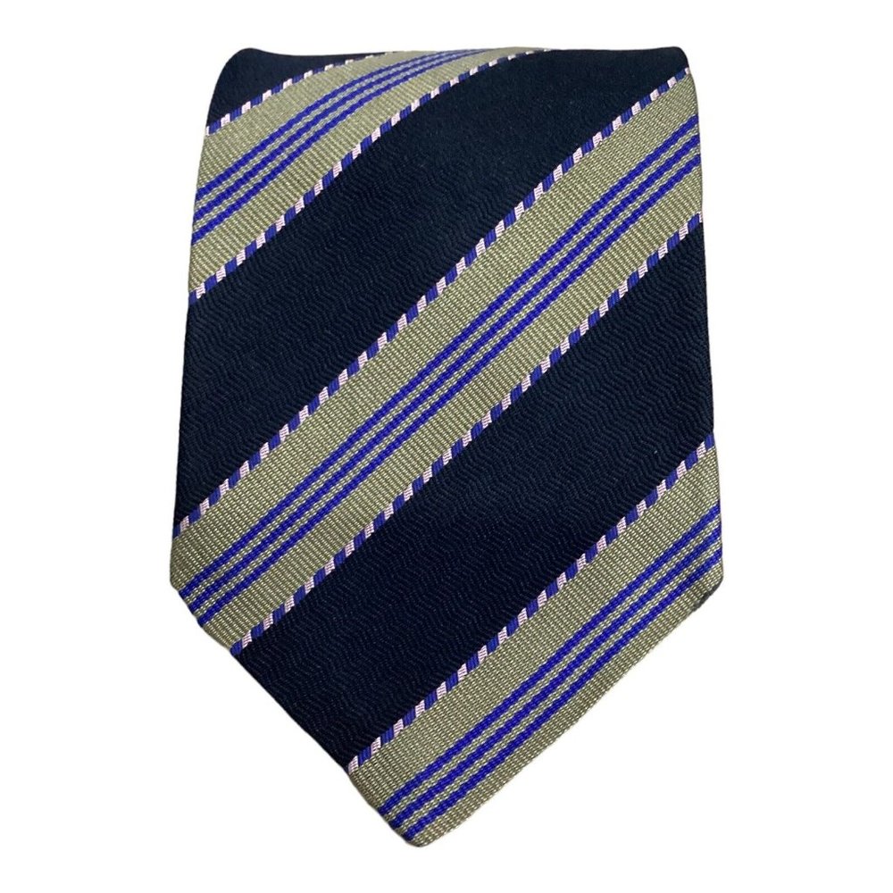 SULKA Blue Striped Silk Tie Made In France 58"-3.3/4" EX COND